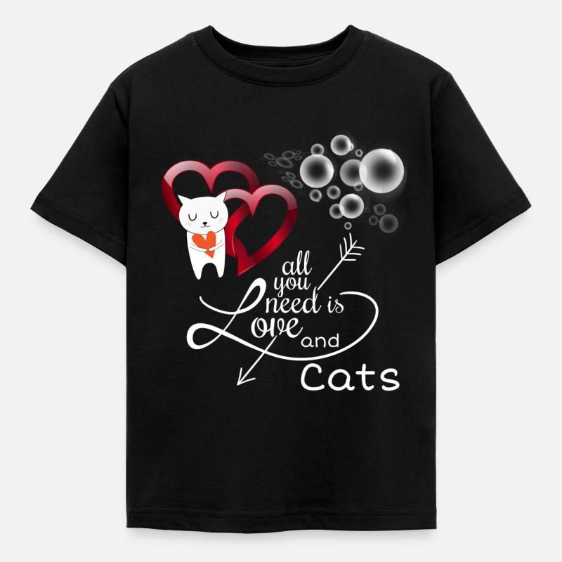 Katzenfreunde, Katzenspruch - Kinder T-Shirt - Schwarz