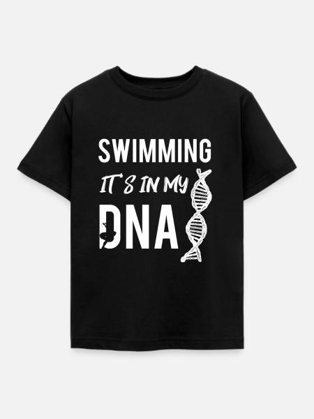 schwimmen DNA - Kinder T-Shirt - Schwarz