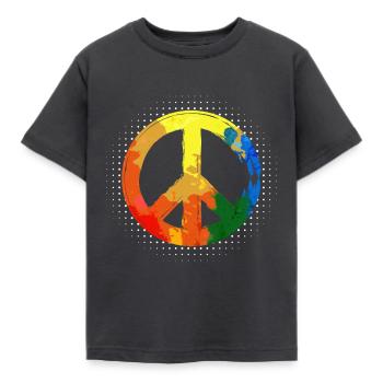 Friedensbewegung Frieden Hippie Peacezeichen - Kinder T-Shirt - Dunkelgrau - Vorne - AI Model Kid Female (0cm)