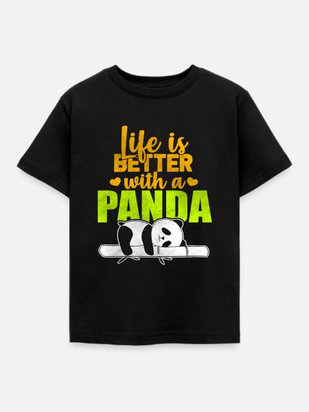 Panda - Kinder T-Shirt - Schwarz