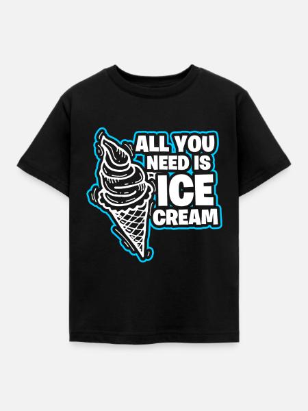 Eis Eiscreme Eiskrem - Kinder T-Shirt - Schwarz