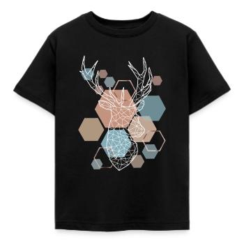 Low Poly Art Hirsch Dreieck Streetwear Aesthetics - Kinder T-Shirt - Schwarz - Vorne - AI Model Kid Female (0cm)