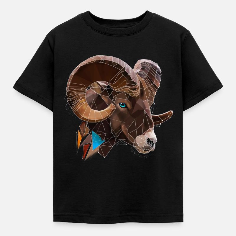 Cool Low Poly Aries | Zodiac sign | triangle - Kids' T-Shirt - black