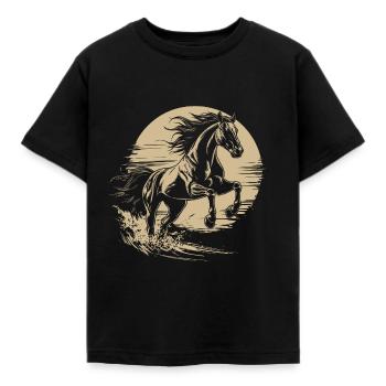 Gallopierendes Pferd Silhouette Vintage - Kinder T-Shirt - Schwarz - Vorne - AI Model Kid Female (0cm)