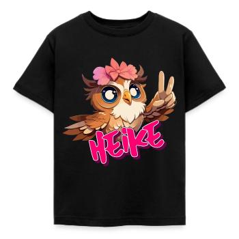 HEIKE - Beau nom de fille avec hibou mignon - T-shirt Enfant - noir - Devant - AI Model Kid Female (0cm)