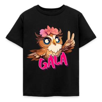 GALA - Beau nom de fille avec hibou mignon - T-shirt Enfant - noir - Devant - AI Model Kid Female (0cm)
