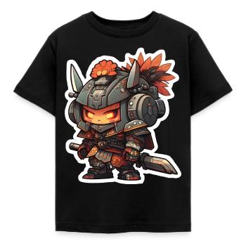 Chibi Samurai Roboter - Kinder T-Shirt - Schwarz - Vorne - AI Model Kid Female (0cm)