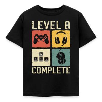 8. Geburtstag Level 8 Complete Gamer 8 Jahre - Kinder T-Shirt - Schwarz - Vorne - AI Model Kid Female (0cm)