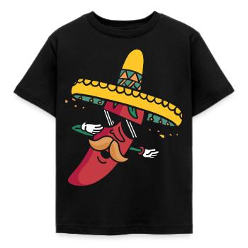 Paprika Chili scharf - Kinder T-Shirt - Schwarz - Vorne - AI Model Kid Female (0cm)