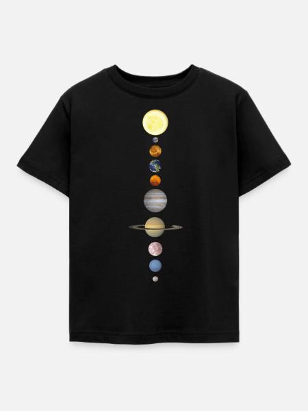 Sonnensystem Planeten Motiv Astronomie - Kinder T-Shirt - Schwarz