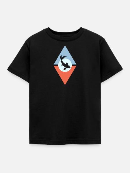 Koi Fisch Fischer - Kinder T-Shirt - Schwarz