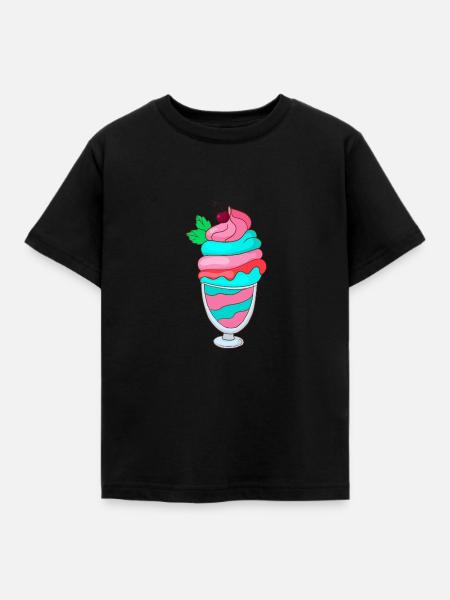 Eisbecher - Kinder T-Shirt - Schwarz