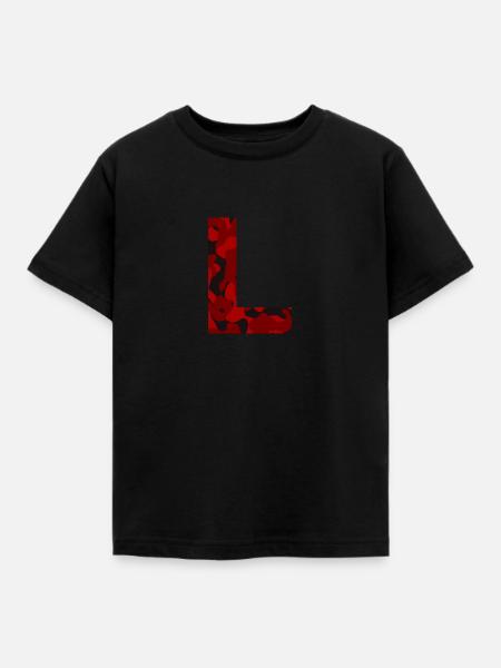 Brev L Red Camo Design - Børne-T-shirt - sort