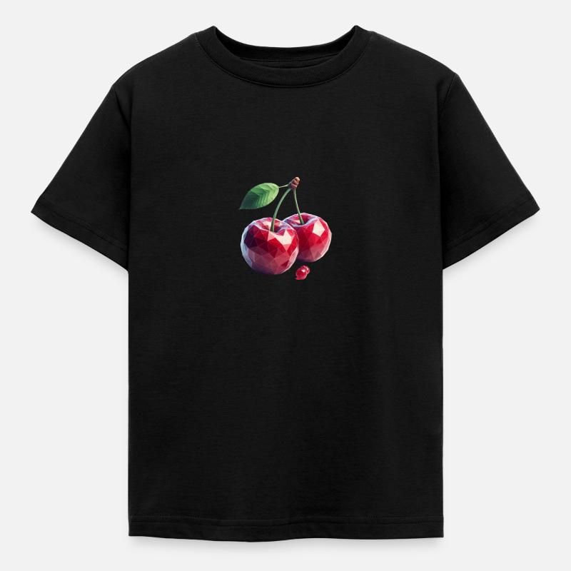 Kirschen Polygon - Kinder T-Shirt - Schwarz
