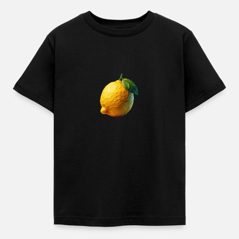 Zitrone Polygon - Kinder T-Shirt - Schwarz