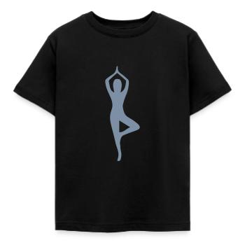 Yoga Pose Silhouette - Kinder T-Shirt - Schwarz - Vorne - AI Model Kid Female (0cm)