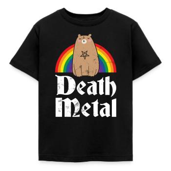 Death Metal Satanic Bear Rainbow Rock Concert Gift - Kinder T-Shirt - Schwarz - Vorne - AI Model Kid Female (0cm)