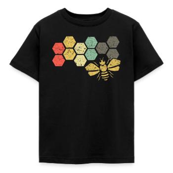 Cadeau d'apiculteur vintage en nid d'abeille rétro abeille - T-shirt Enfant - noir - Devant - AI Model Kid Female (0cm)