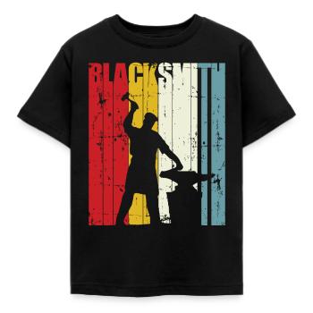 Retro Schmied-Geschenk Schmiede-Schmieden-Schmiede - Kinder T-Shirt - Schwarz - Vorne - AI Model Kid Female (0cm)