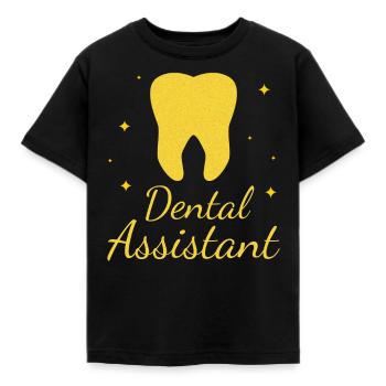 Zahnarzthelfer Golden Tooth Zahnarzt Hygiene Geschenk - Kinder T-Shirt - Schwarz - Vorne - AI Model Kid Female (0cm)