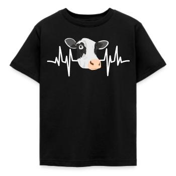 Kuh-Herzschlag-Hirtenlandwirt Farming Farm EKG - Kinder T-Shirt - Schwarz - Vorne - AI Model Kid Female (0cm)