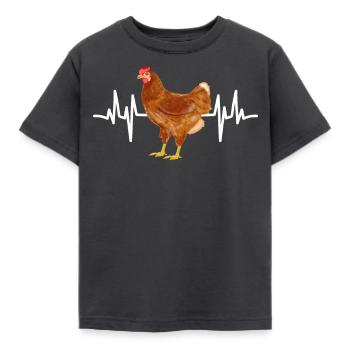 Chicken Heartbeat Poultry Farmer Farming Farm - Kids' T-Shirt - dark grey - Front - AI Model Kid Female (0cm)