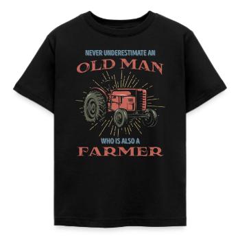 The Old Farmer Gift Idea Farming Farm Agriculture - Kids' T-Shirt - black - Front - AI Model Kid Female (0cm)