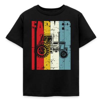 Retro Farmer Geschenk Landwirtschaft Vintage Traktor 70er Jahre 80er Jahre - Kinder T-Shirt - Schwarz - Vorne - AI Model Kid Female (0cm)