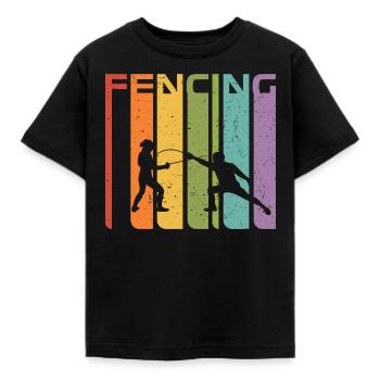 Escrime Rétro Sport Vintage Escrime Cadeau Epée Années 70 - T-shirt Enfant - noir - Devant - AI Model Kid Female (0cm)