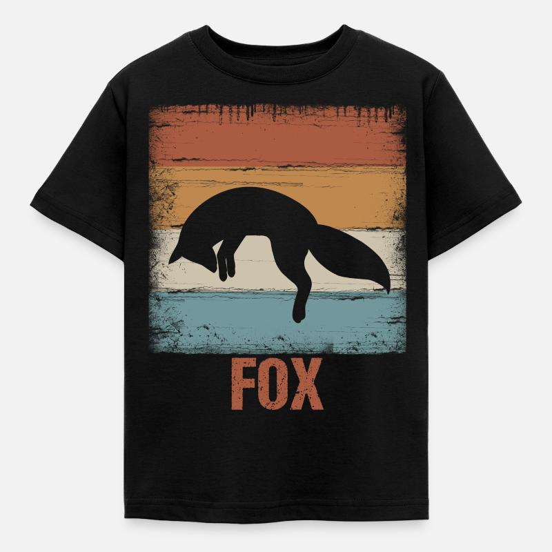 Fuchs Fox - Kinder T-Shirt - Schwarz