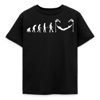 Evolution Man Hamac Idée Cadeau Hamac - T-shirt Enfant - noir - Devant - AI Model Kid Female (0cm)
