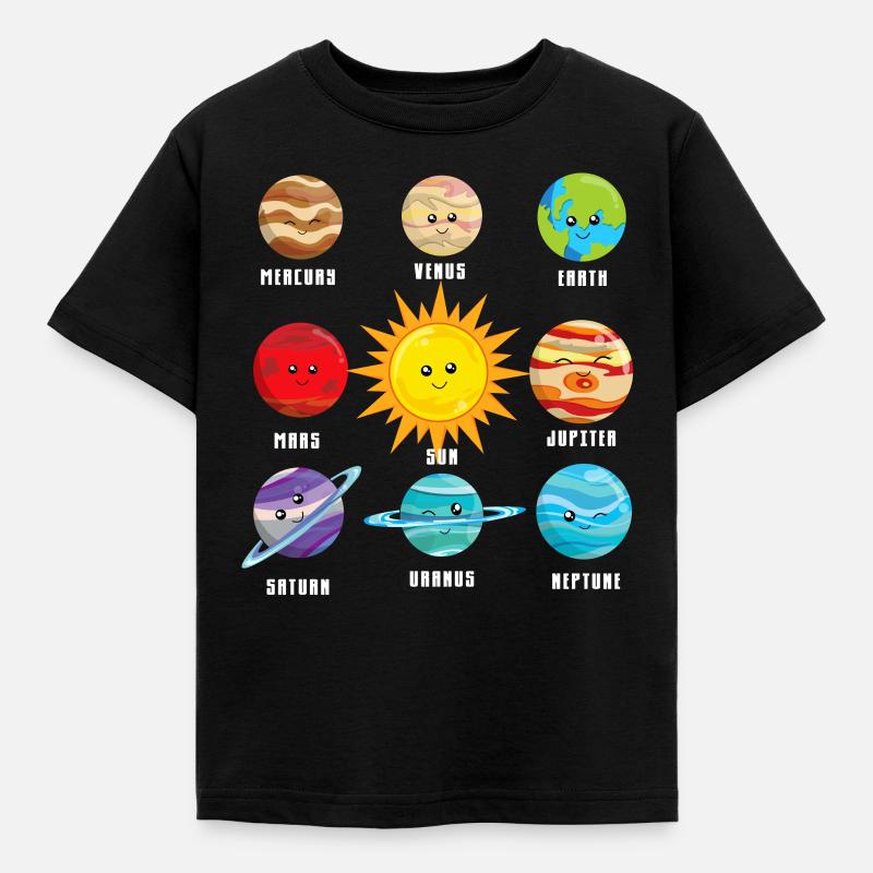 Planets in our solar system.Earth Jupiter, Neptune - Kinder T-Shirt - Schwarz
