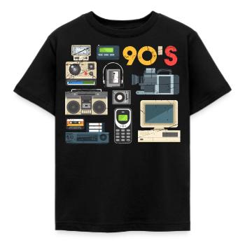 90 s, radio a cassetta, Walkman, Beatbox, VHS - Maglietta per bambini - nero - Fronte - AI Model Kid Female (0cm)