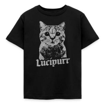 Lucifer Occult Satanic Cat Lucipurr Antichrist - Kids' T-Shirt - black - Front - AI Model Kid Female (0cm)