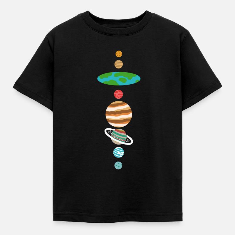 Système solaire terrestre plat - T-shirt Enfant - noir