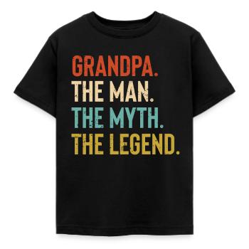 Grand-père L'Homme Le Mythe La Légende Fête Des Pères Gi - T-shirt Enfant - noir - Devant - AI Model Kid Female (0cm)