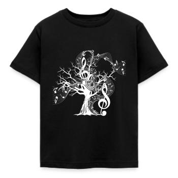 Clef gift tree treble clef music - Kids' T-Shirt - black - Front - AI Model Kid Female (0cm)