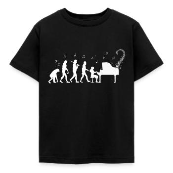 Evolution Klavierspielerin Klavier T-Shirt Piano M - Kinder T-Shirt - Schwarz - Vorne - AI Model Kid Female (0cm)
