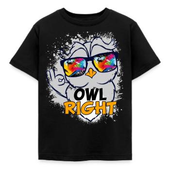 Eulen Uhu Owl Cartoon Right Cooler Uhu Style - Kinder T-Shirt - Schwarz - Vorne - AI Model Kid Female (0cm)