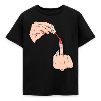 Funny middle finger stinky finger t-shirt - Kids' T-Shirt - black - Front - AI Model Kid Female (0cm)