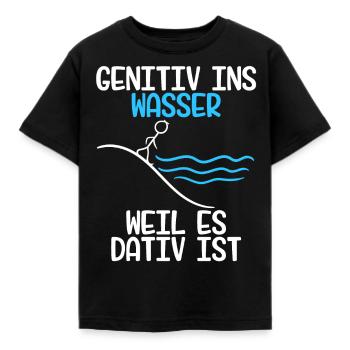 Genitiv ins Wasser weil es Dativ ist Grammatik - Kinder T-Shirt - Schwarz - Vorne - AI Model Kid Female (0cm)