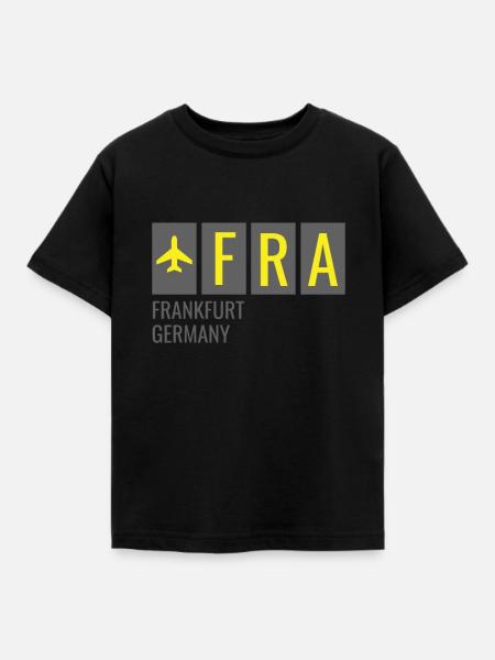 FRA Frankfurt Deutsch Flughafen Code - Kinder T-Shirt - Schwarz