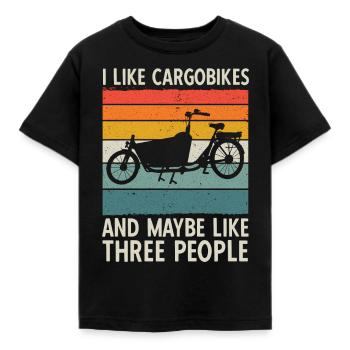 Cargo Bike Cargo Bike Bicycle Courier - Kids' T-Shirt - black - Front - AI Model Kid Female (0cm)