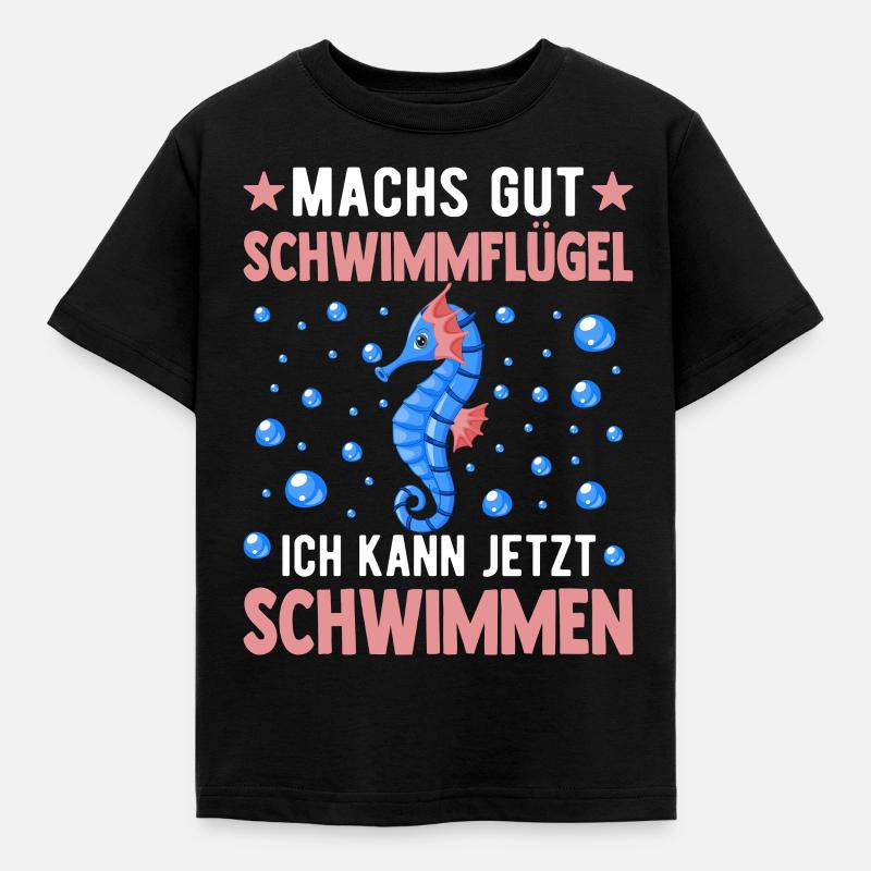 Seepferdchen Abzeichen Seepferdchen bestanden - Kinder T-Shirt - Schwarz