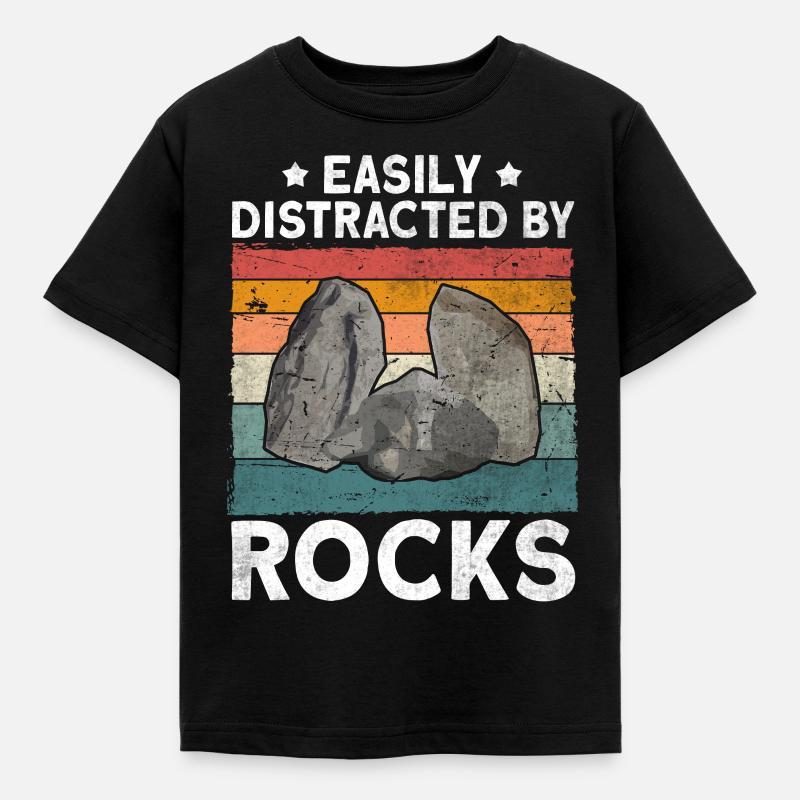 Easily Distracted By Rocks - Kinder T-Shirt - Schwarz