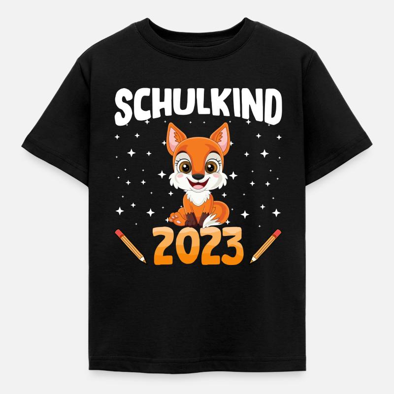 Fuchs Schulkind 2023 - Kinder T-Shirt - Schwarz