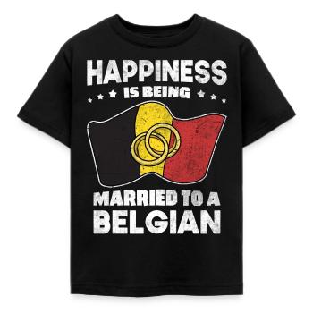 Belgian Wedding Belgian Roots Belgium Flag Married - Kinder T-Shirt - Schwarz - Vorne - AI Model Kid Female (0cm)