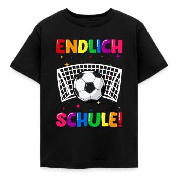 Endlich Schule Fußball Einschulung Schulkind - Kinder T-Shirt - Schwarz - Vorne - AI Model Kid Female (0cm)