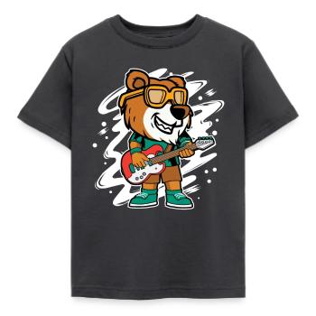 Tiger guitarist Cooler - Kids' T-Shirt - dark grey - Front - AI Model Kid Female (0cm)