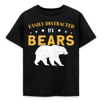 Facilement distrait par les ours - T-shirt Enfant - noir - Devant - AI Model Kid Female (0cm)